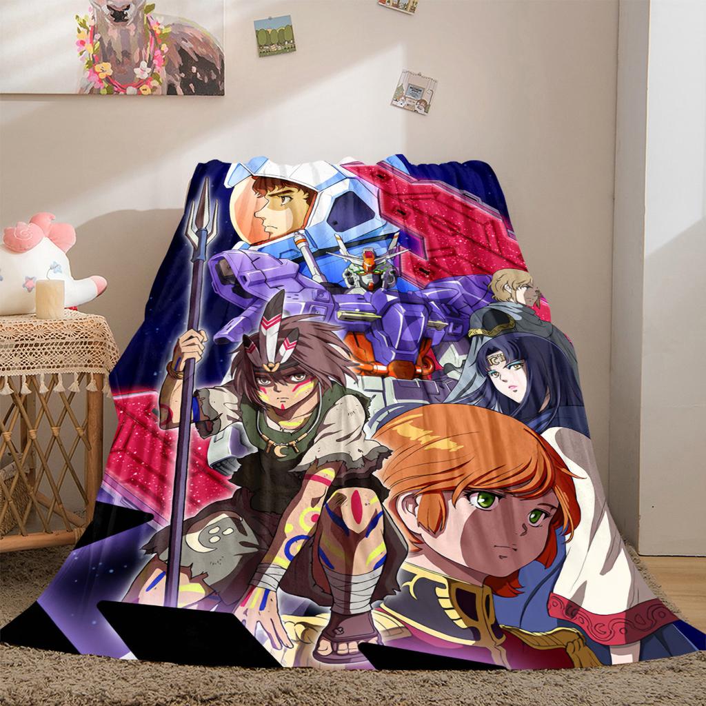 Anime Mobile Suit Gundam Soft Flannel Blanket Lightweight Cozy Microfiber Blanket for Couch Bed LXR106