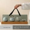 Ru kiln Kung Fu tea set with gift box, household complete set of ceramic tea set gifts, practical and anti-scalding for travel