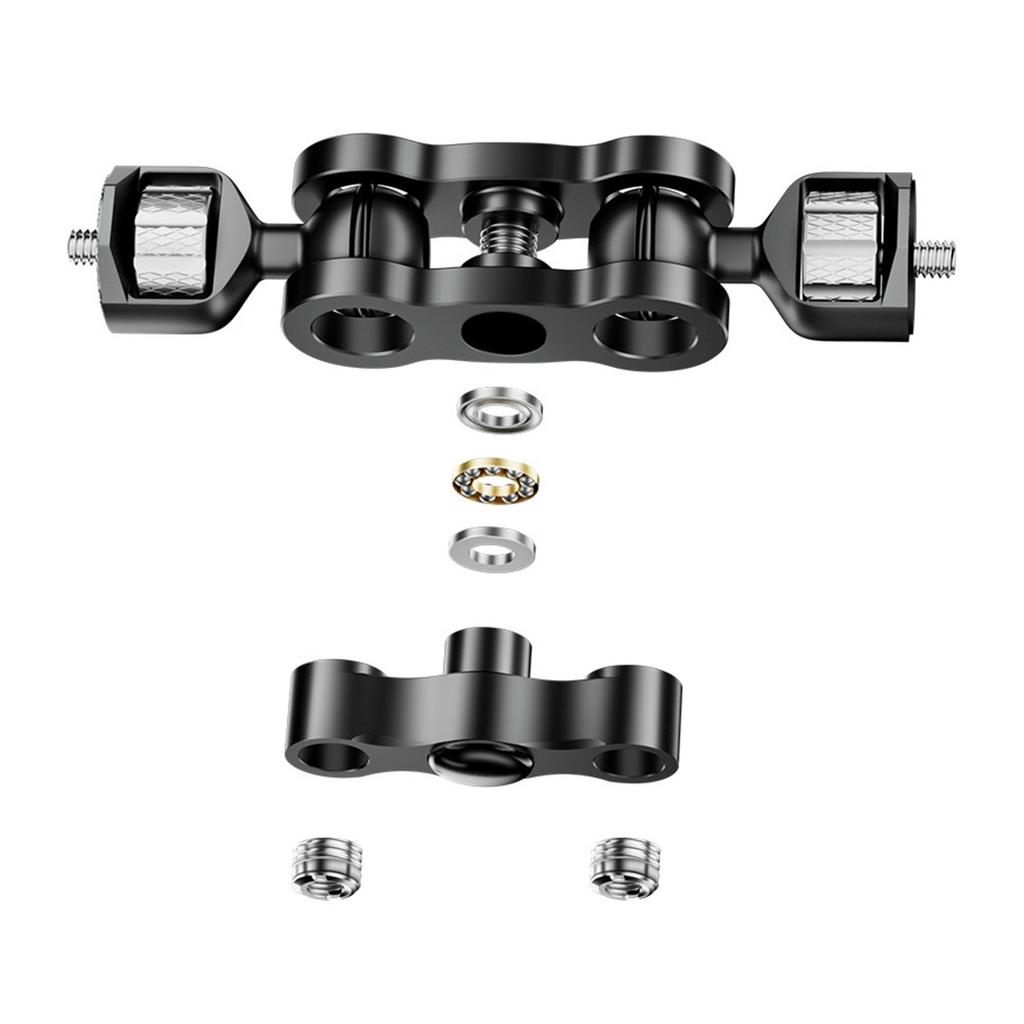 Metal Mount Arm 360 Degree Rotation Double Ballheads 1/4in Screw Mount for Camera and Lighting Equipment
