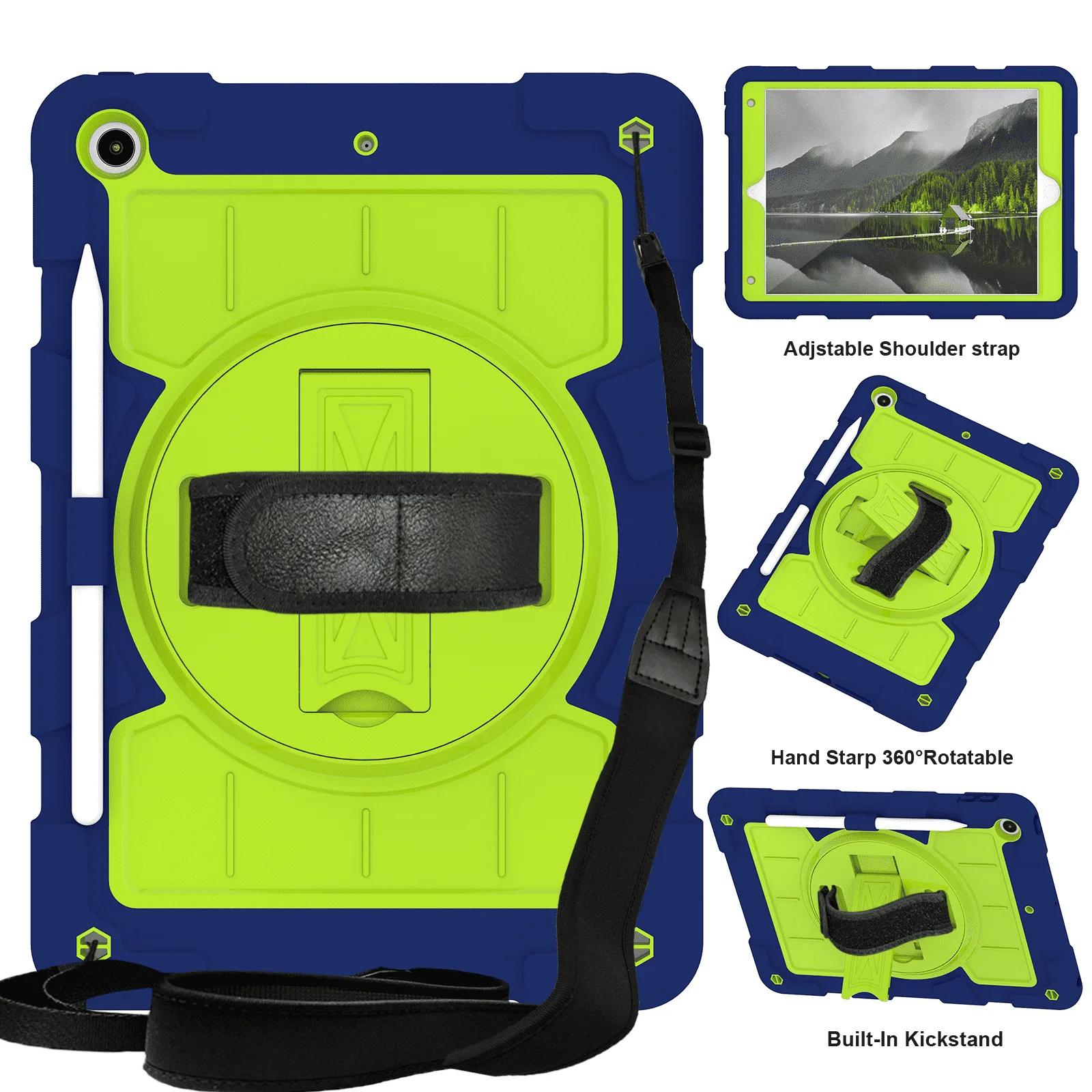 360° Draaibare PU Hoes met Schouderband Handgreep met Standaard voor iPad 7 8 9 10 10.2 Air 4 5 10.9 Inch iPad 7 8 9 10.2 inch