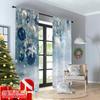 Flat Printing Merry Christmas Party Curtains Blue Snowflakes Fabric Without Electricity Family Curtain Set Of 2 Made Polyester Washable