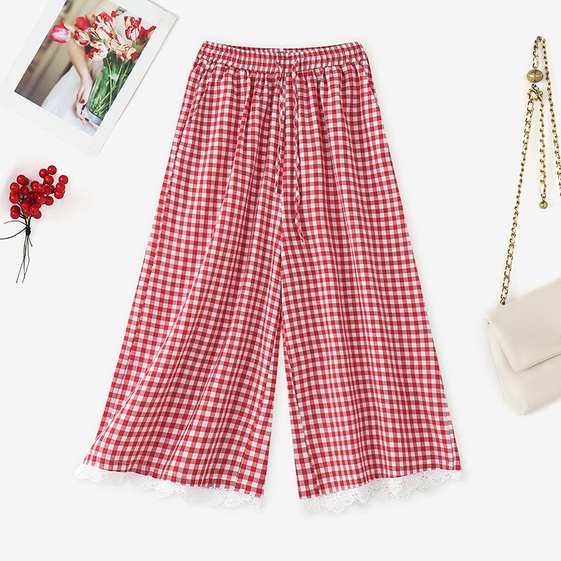 

ZANZEA Женские повседневные укороченные брюки свободного кроя с эластичной талией 2XL красный