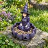 Wild Bird Food Station Meditating Witch Garden Feeder, Halloween Resin Sitting Statue Holiday Gifts for Gardeners Outdoor Wall Mounted Feeder