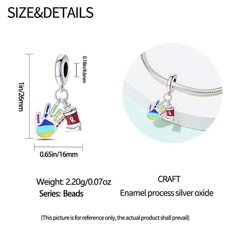 Copper-Plated Artist Series Painted Hand Pendant Fit Pan Bracelet&Bangle Diy Beads For Women Birthday Fine Jewelry Gift New