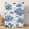 Fflannel Blanket 1pc Blue Ocean Plants Soft Comfortable and Warm This Nap Blanket/sofa Blanket Is Suitable for All Seasons and Fea