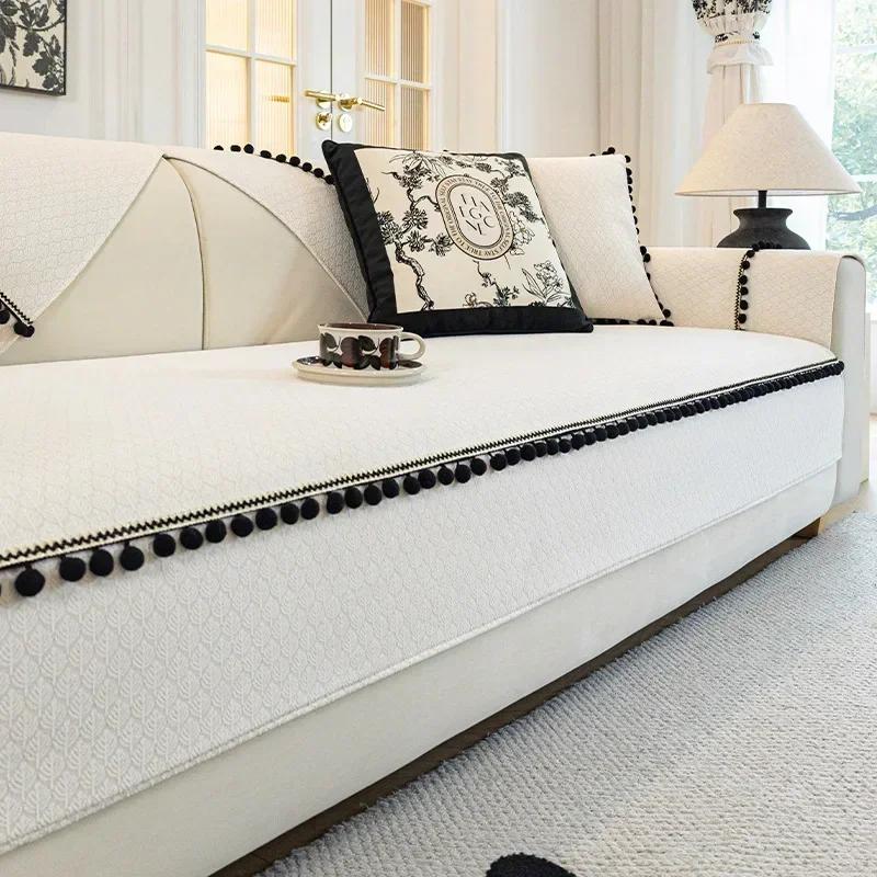 

Шенилловый чехол на диван Нескользящая подушка для дивана на четыре сезона Роскошный жаккардовый защитный чехол-полотенце для угловых диванов для декора гостиной A 70x70