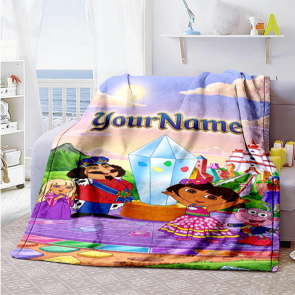Dora Explorer Customize Text Blanket Gift Customizable Blanket Durable Comfort Versatile for Living Room Picnics Home Decor Bed for All Occasions