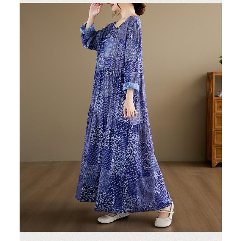 DIMANAF New 2026 Women Plus Size Spring Summer Beach Long Dress Lady Loose Oversize Maxi Print Floral Dresses