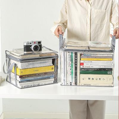 Comic Book Storage Bag Transparent Collection Container Stackable Case with Zipper Handle Dust Proof Organizer Collapsible Pouch