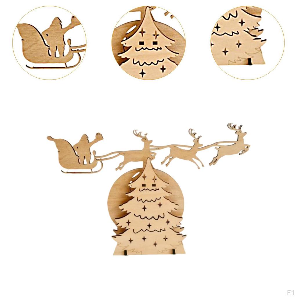 Wooden Christmas Tree Centerpiece Bookshelf Figure Table Kitchen Cabinet Holiday Collectible