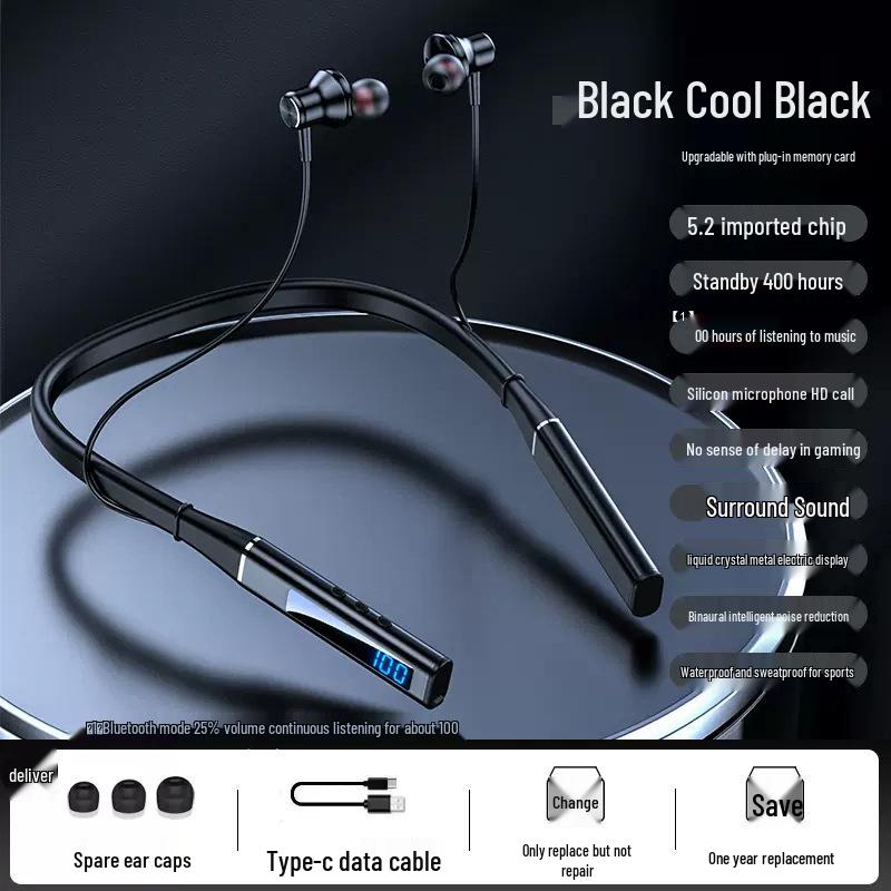 2025 High-End Neckband Bluetooth Headphones for Men & Women - Compatible with Huawei, Oppo, Vivo, Sony, Long Battery Life
