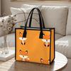 Cute Fox Printed Tote Bag Large Portable Shoulder Bag for Daily Commute Shopping Handbag