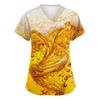 Women's V Neck Short Sleeve Work Shirt with Pockets Beer Festival Print Medical Nurse Scrub Top for Healthcare Professionals