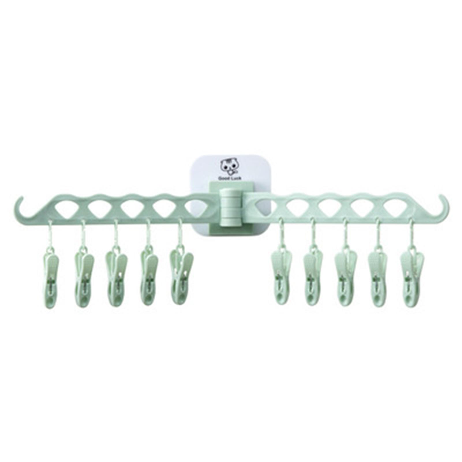 

Foldable Laundry Drying Rack Space-Saving Foldable Clothes Rack With 10 Clips For Laundry Room Bedroom зелений