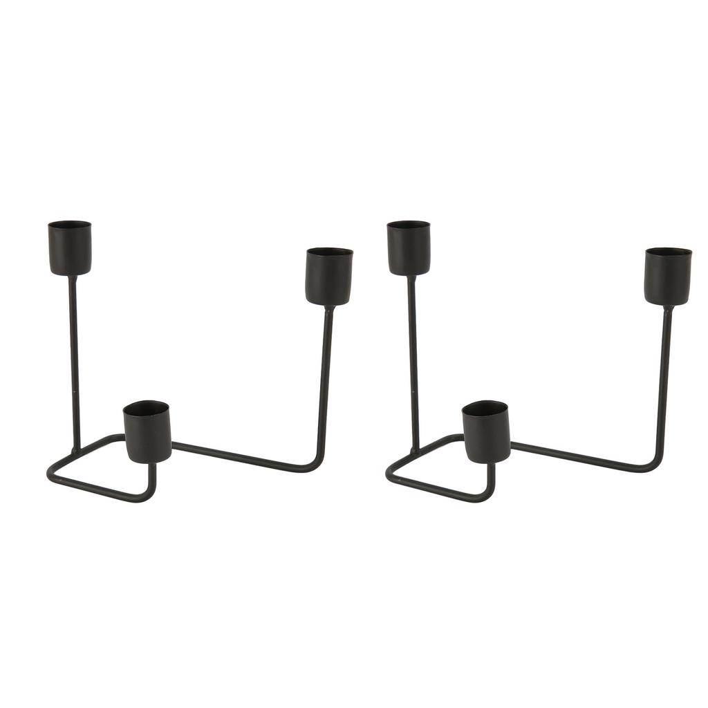 2 Stück 3-armiger Kerzenhalter Schwarz Schlichter Moderner Kerzenständer Dekorativer Kandelaber für Hochzeit