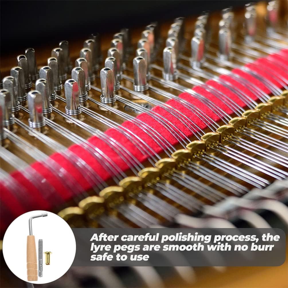 Milisten 16 PCS Tuning Pins with L-shape Tuning Wrench and Brass Rivets, Tuning Pin for Lyre Harp, Zithers, Harpsichord, Dulcimer, and other