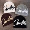 Street Letter Contrast Color Wool Knitted Hats Autumn Winter Warm Y2K Hip Hop Cap Accessory
