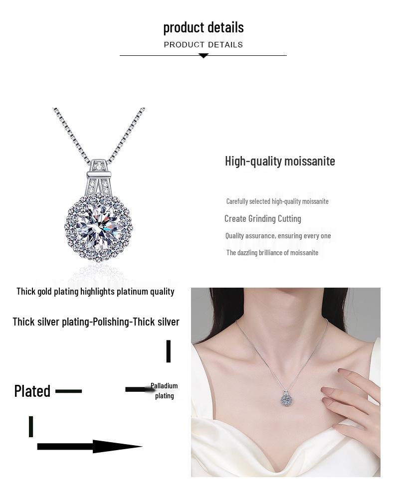 Yin Baichuan S925 Sterling Silver Moissanite Sunflower Pendant Necklace for Women - Stylish & Versatile