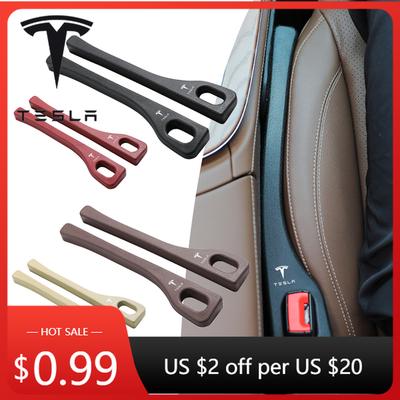 Car Sticker 2025 Hot 2Pcs Car Seat Gap Plug Filling Anti-Leakage Strip For Tesla Model 3 Y S X Roadster Juguete SpaceX Cybertruc