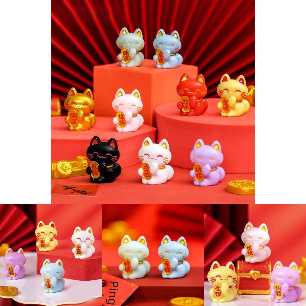 Adorable Resin Lucky Cat Figurines For Car Desktop Decor In Multiple Colors Cute Lucky Cat Resin Craft For Diy Decoration