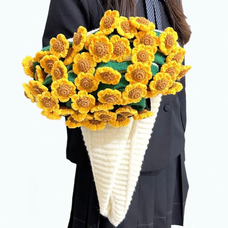 DIY Crocheted Blanket Finished Products Knitted Flower Bouquet Blankets Handmade Knitted Sofa Throw Blanket for Home Decor Gift