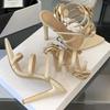 Eilyken Design Style Flower Thin High Heels Women Sandals Pointed Toe Ankle Strap Banquet Prom Summer Shoes