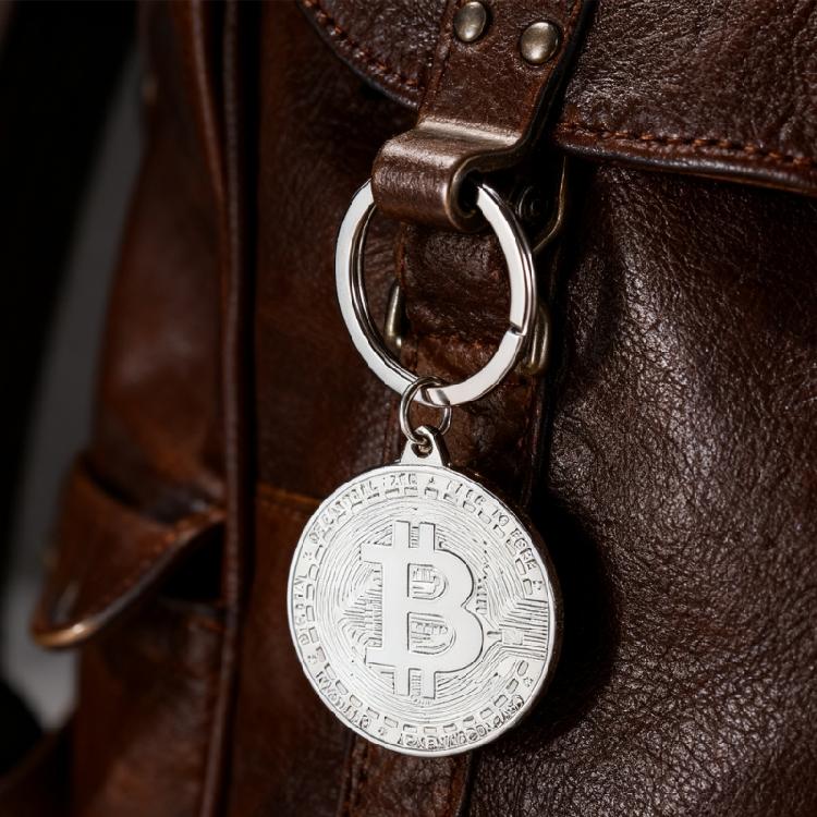 Crypto Collectible Keychain With Bitcoins Motifs Stylish Metal Construction Keyring Pendant For Gifting And Display