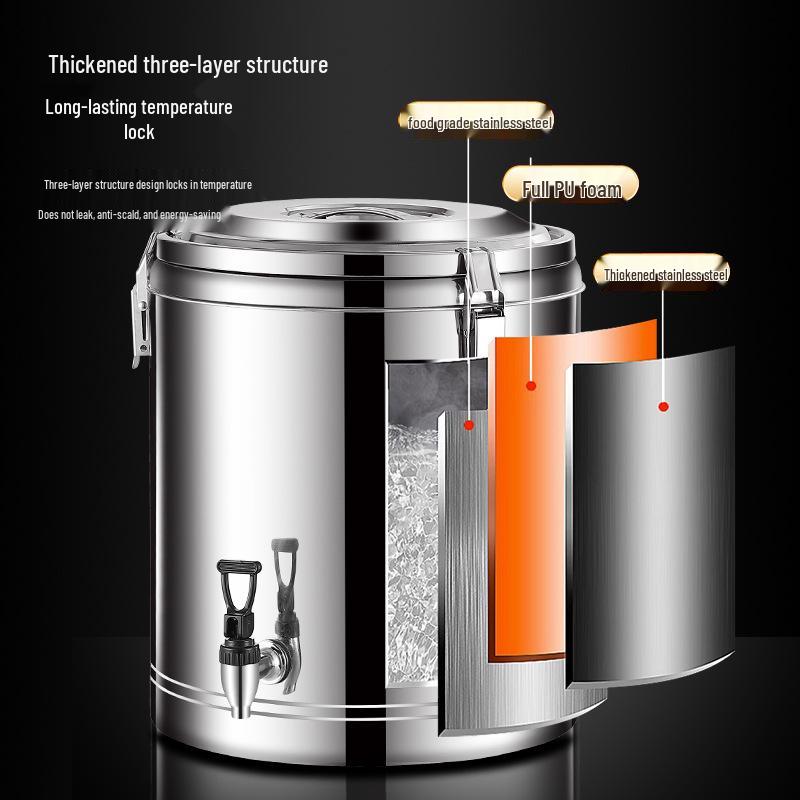 Large Capacity Stainless Steel Insulated Bucket for Porridge, Rice, Tea, and Hot Water