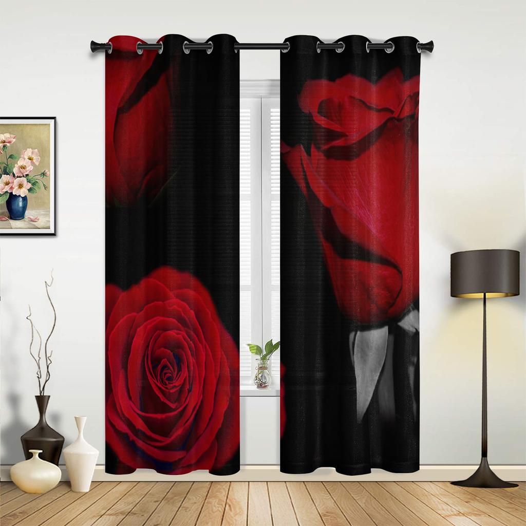 Peonies Roses Flower White Curtains for Bedroom Living Room Drapes Kitchen Children's Room Window Curtain Modern Home Decor