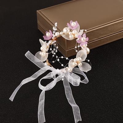 Luxury Bridesmaid Pearl Crystal Wrist Flower Bracelets Handmade Wedding Party Bridal Prom Children Girls Wrist Jewelry
