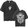 Washed Vintage Game Hollow Knight Print Tshirt Unisex Women Fashion Gothic Short Sleeve T Shirt Casual Cotton Tshirts Streetwear