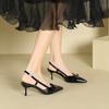 1-One-word bag head high-heeled sandals women's thin heels summer new models rear empty pointed head banquet high heels women