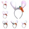Light Up Rabbit Ears Headband Cute Plush Bunny Ear Hair Accessory for Women