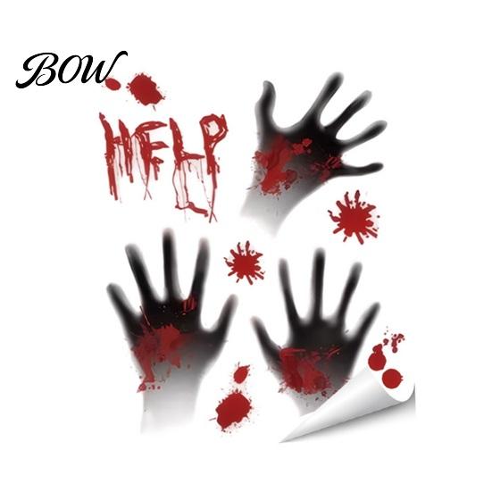 Immersive Horror Party Supplies Halloween Stickers, with Spooky Handprints Footprints Printed, PVC Scary Footprint Decals Self-adhesive Decals,