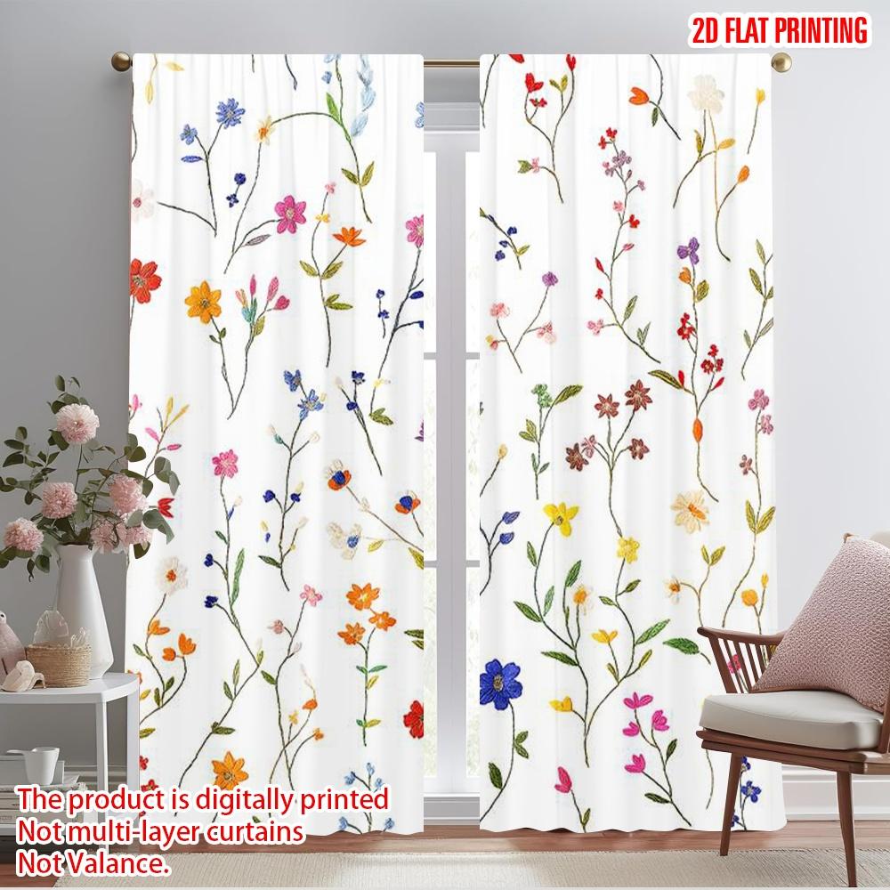 

2pcs,2D plane printing Popular Curtains Embroidered Blossoms Versatile Durable Polyester (without rod) Room Decor for Living 52.50×116.00 CM 2pcs