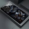 Schwarze Blumen Handyhülle Glas-Handyhülle für Samsung Galaxy S26 22 23 24 25 PLUS S21 22 23 24 25 ULTRA
