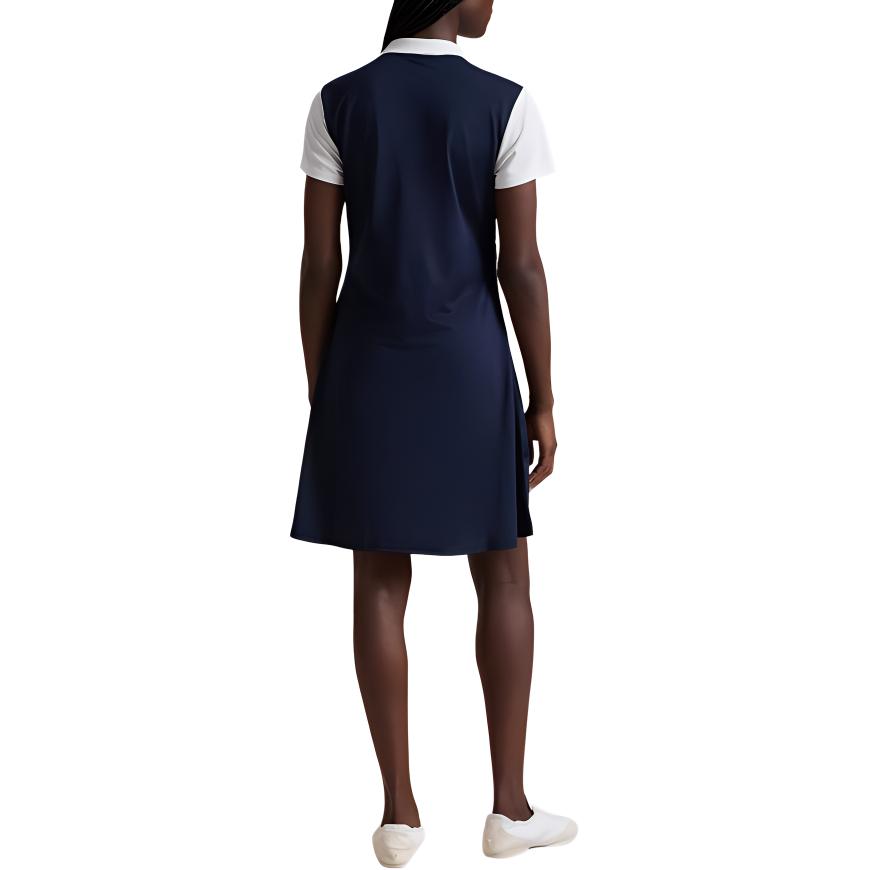 Polo Ralph Lauren FW24 Herringbone Mid-Rise A-Line Short Sleeve Dress Women Dresses Dark-Blue WMXGDRSN8E20029-410