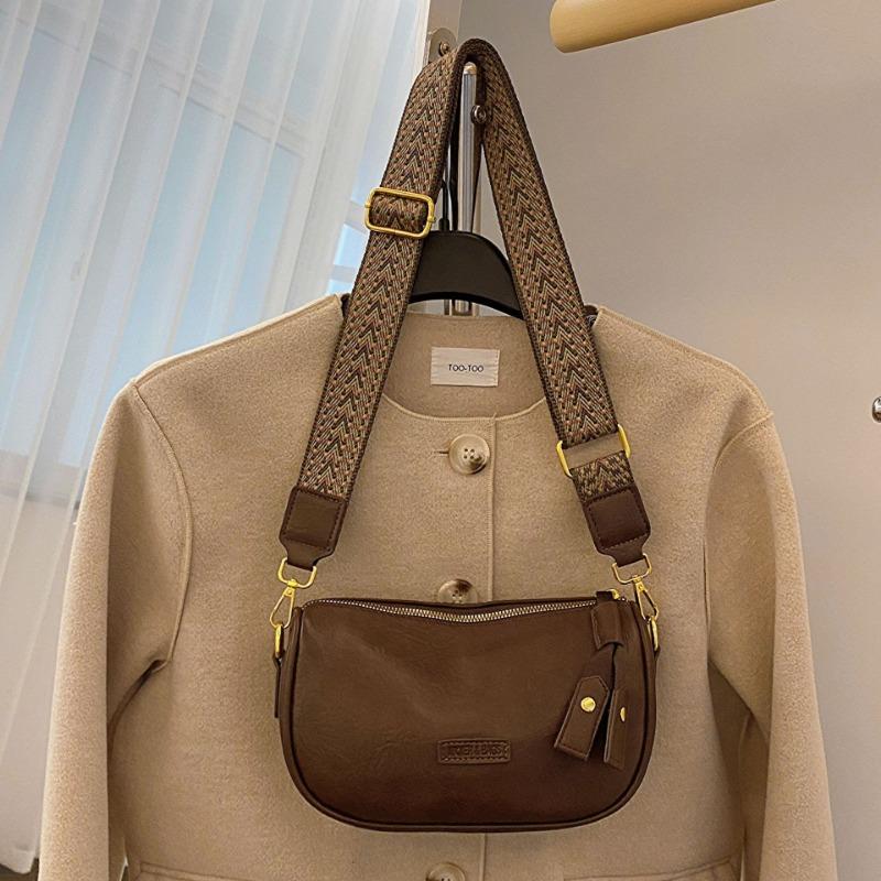 

High-end Texture, Simple and Trendy Casual Single-shoulder Underarm Bag, Wide Shoulder Strap Crossbody Bag кофейный