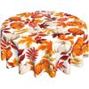 Fall Round Tablecloth 60 Inch Thanksgiving Harvest Autumn Pumpkin Fallen Leaves Maple Leaf Print Decorative Table Cloth Holiday Decorations Seasonal