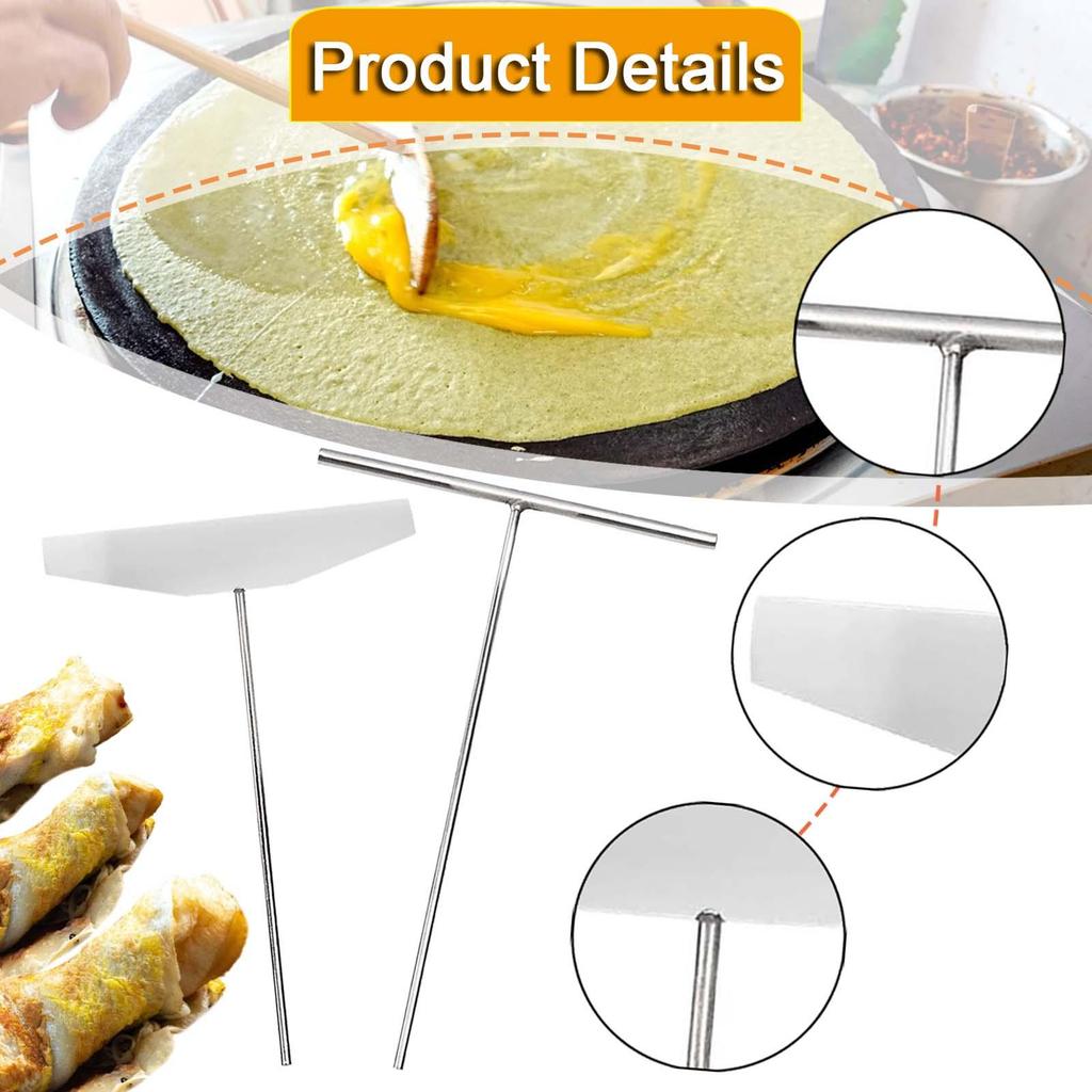 Crepe Spreader and Spatula Kit, Portable Pancake Cooking Tool Utensil Batter Spreader for Kitchen, Dining Room, Camping Snack