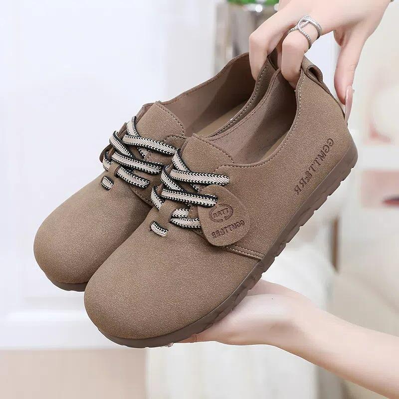 Shoes Women's Spring and Autumn New Flat Heel Lace-up Casual Shoes Shoes Retro Soft Sole Round Head Breathable Women's Shoes