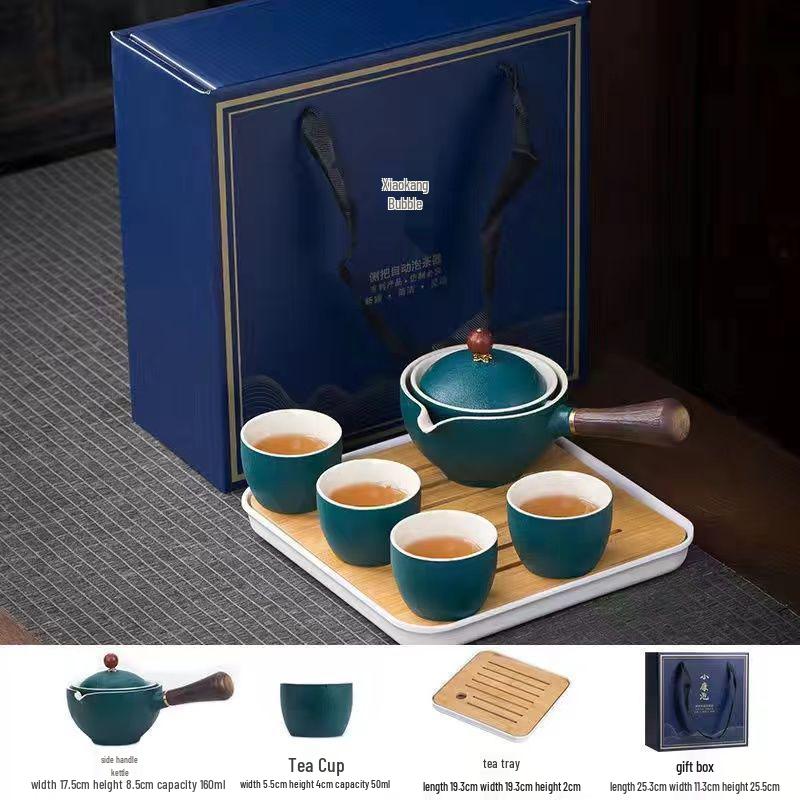 Portable Ceramic Travel Tea Set with Automatic Kung Fu Tea Maker - Business Gift