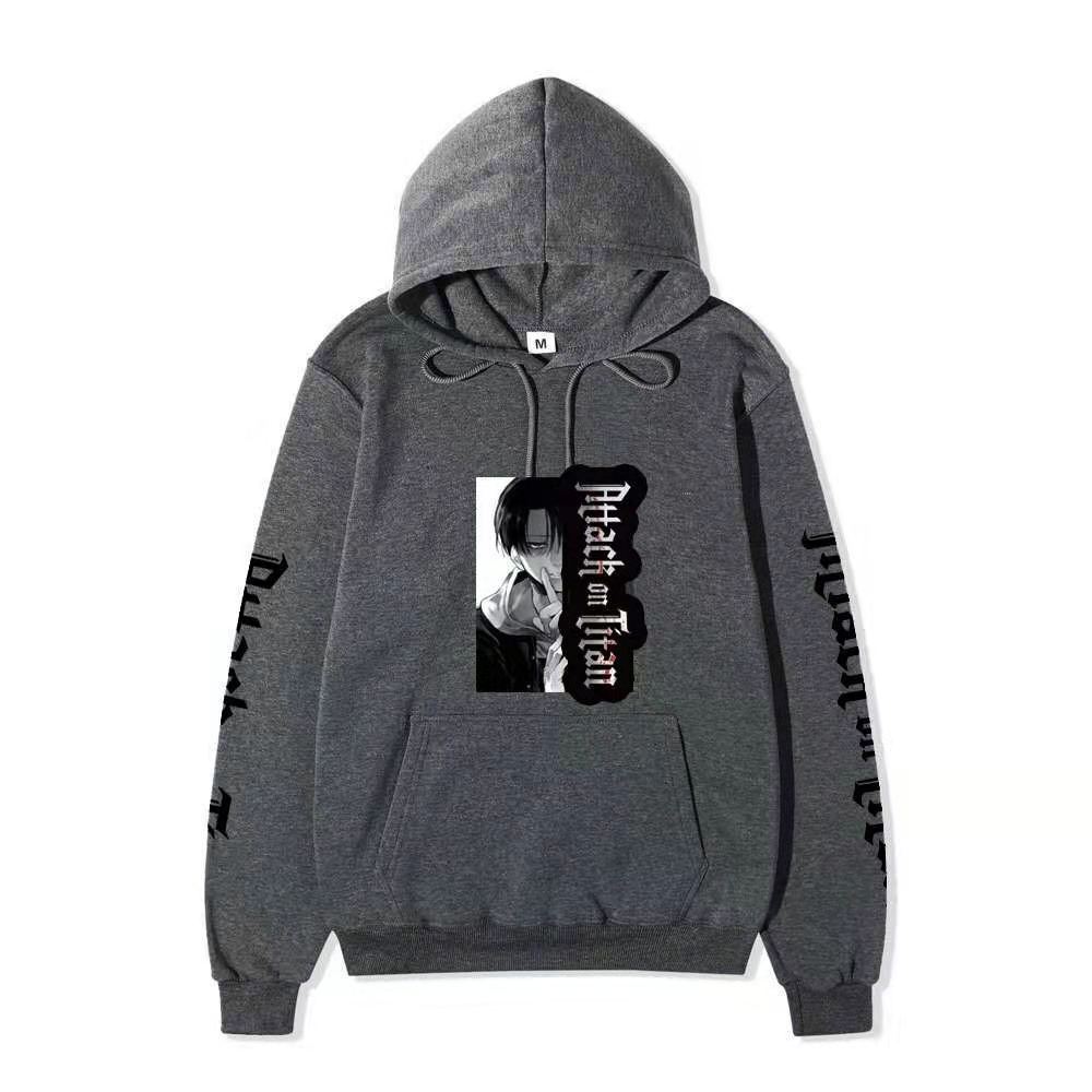 Attack on Titan Levi Ackerman Manga Hoodie Unisex Fleece Sweatshirt Gothic Vertical Logo Front Print No Sleeve Autumn Winter Pullover
