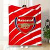 Red Blanket Set with Arsenal Logo Designed Flannel Blanket for Bedroom, Living Room, Sofa, and Nap