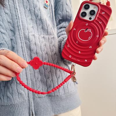 Silicone Flower Beaded Mobile Phone Lanyard, Free Hands, Anti-lost Silicone Lanyard, Four-leaf Clover Modeling Mobile Phone Lanyard