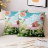 1 Pieces Pink Piano Flower Garden Throw Pillow Cover Polyester Sofa Decorative Cushion Cov Headboard Pillow (Without Pillow Core