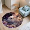 Rabbits in Flower Bush,Round Area Rug,Carpet Rug for Living Room Bedroom Sofa Playroom Decor,Non-slip Floor Mat