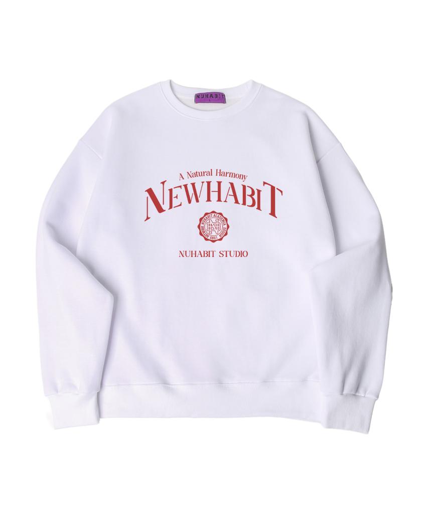 New Habit N/H Classic Cliche Oversized Fleece-Lined Sweatshirt_White (Som4-4Nh1197)