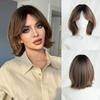 Synthetic Short Wavy Brown Wigs Women Fluffy Blond Hair Daily Party Costume Heat Resistant Fibre