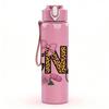 1PC CNA Leopard Floral Border 750ml Color Plastic Sports Water Bottle Leakproof Flip Straw Lid Suitable for Sports Office Home Use